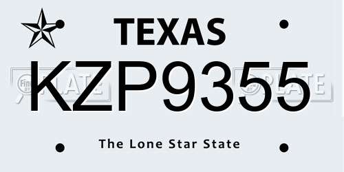 KZP9355 Texas License Plate