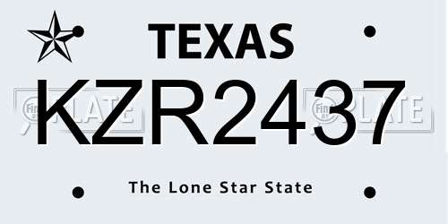 KZR2437 Texas License Plate