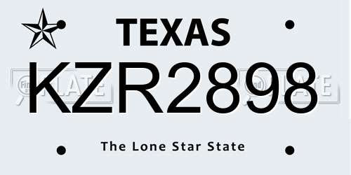 KZR2898 Texas License Plate