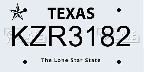 KZR3182 Texas License Plate
