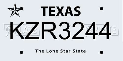 KZR3244 Texas License Plate