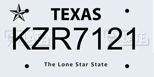 KZR7121 Texas License Plate