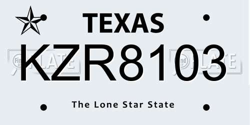 KZR8103 Texas License Plate