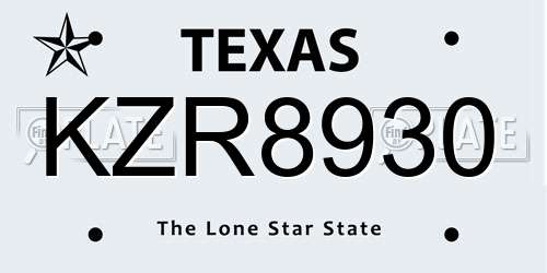 KZR8930 Texas License Plate
