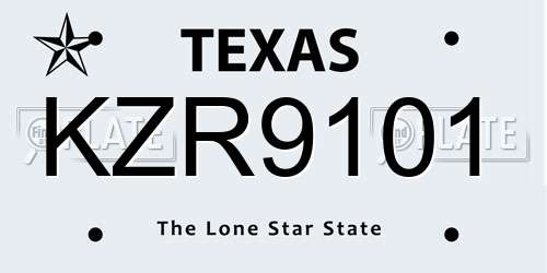 KZR9101 Texas License Plate