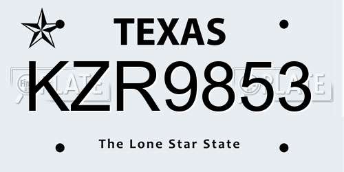 KZR9853 Texas License Plate