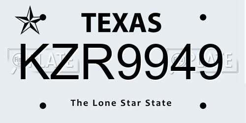 KZR9949 Texas License Plate