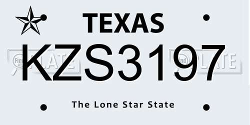 KZS3197 Texas License Plate