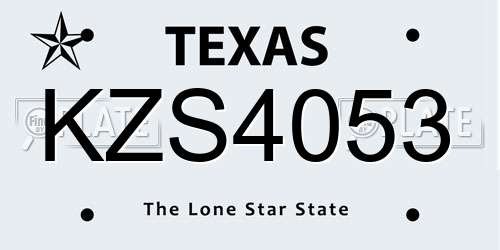 KZS4053 Texas License Plate