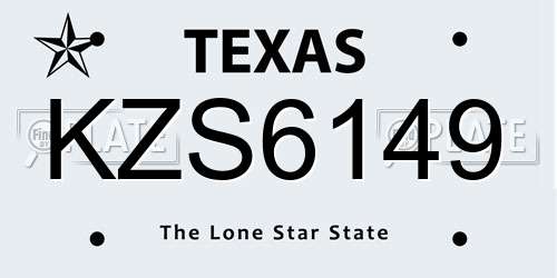 KZS6149 Texas License Plate