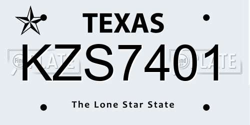KZS7401 Texas License Plate