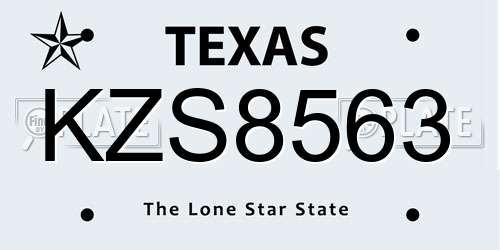 KZS8563 Texas License Plate