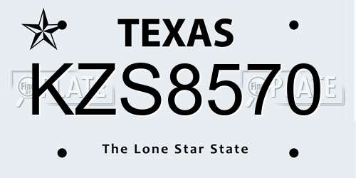 KZS8570 Texas License Plate