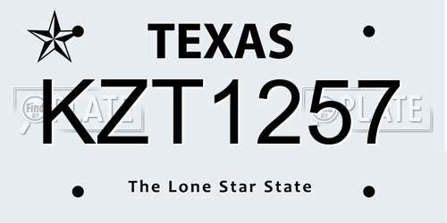 KZT1257 Texas License Plate