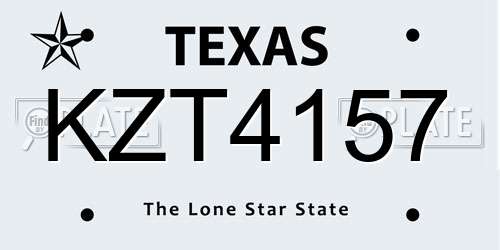 KZT4157 Texas License Plate