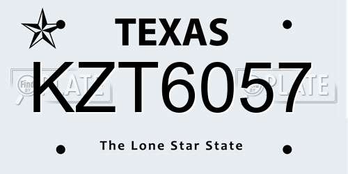 KZT6057 Texas License Plate