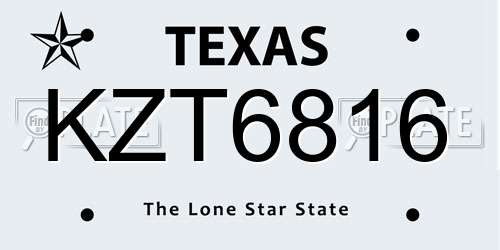 KZT6816 Texas License Plate