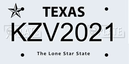 KZV2021 Texas License Plate