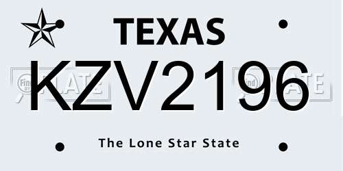 KZV2196 Texas License Plate