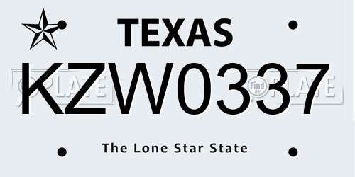 KZW0337 Texas License Plate