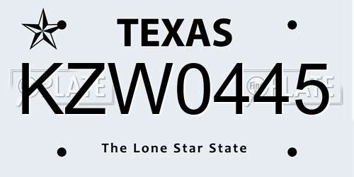 KZW0445 Texas License Plate