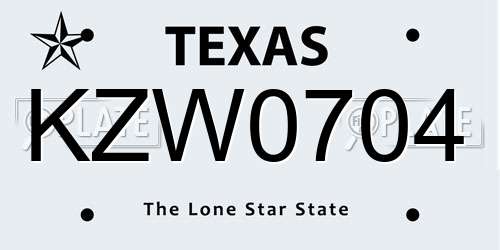 KZW0704 Texas License Plate