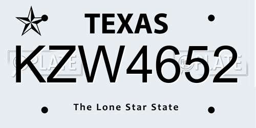 KZW4652 Texas License Plate