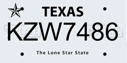 KZW7486 Texas License Plate