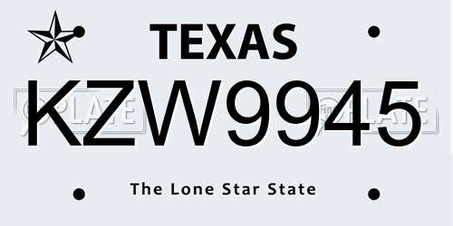 KZW9945 Texas License Plate