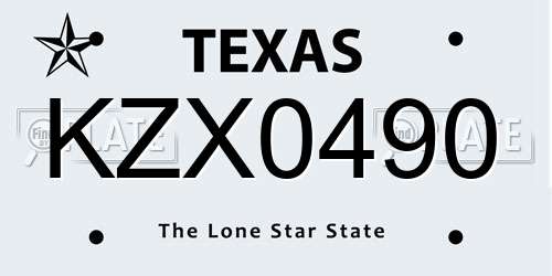 KZX0490 Texas License Plate