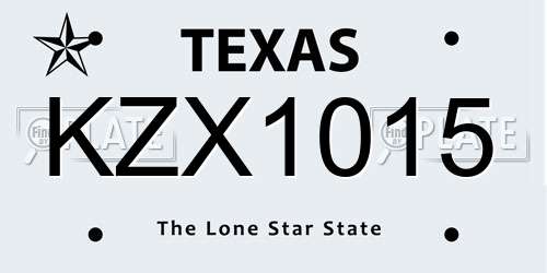 KZX1015 Texas License Plate