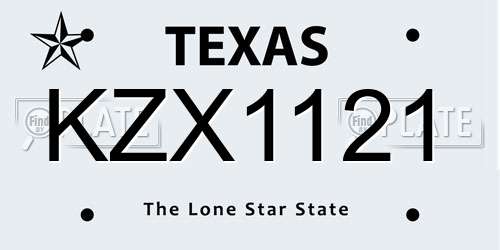 KZX1121 Texas License Plate