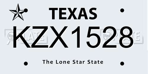 KZX1528 Texas License Plate