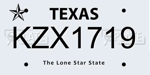 KZX1719 Texas License Plate