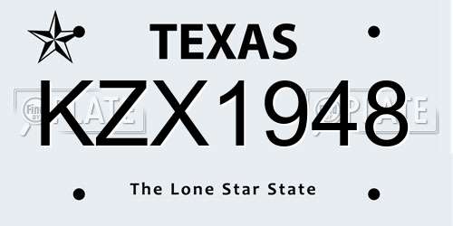 KZX1948 Texas License Plate