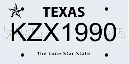 KZX1990 Texas License Plate