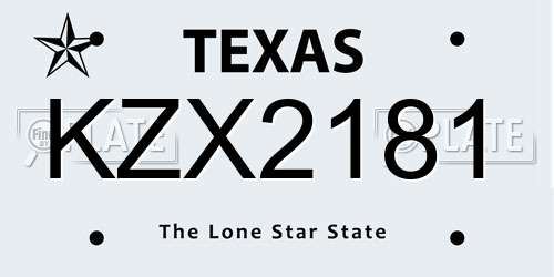KZX2181 Texas License Plate
