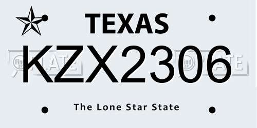 KZX2306 Texas License Plate