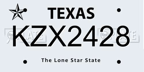 KZX2428 Texas License Plate
