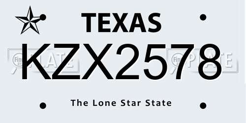 KZX2578 Texas License Plate
