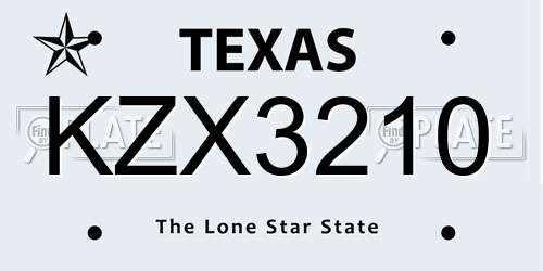 KZX3210 Texas License Plate