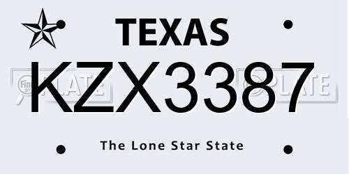 KZX3387 Texas License Plate