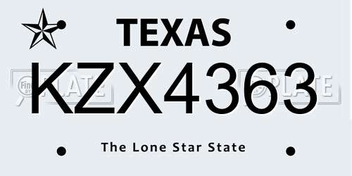 KZX4363 Texas License Plate
