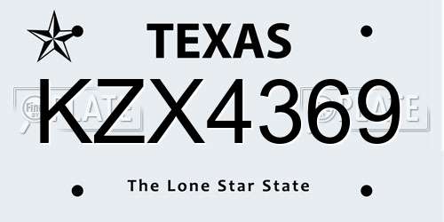 KZX4369 Texas License Plate