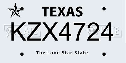 KZX4724 Texas License Plate