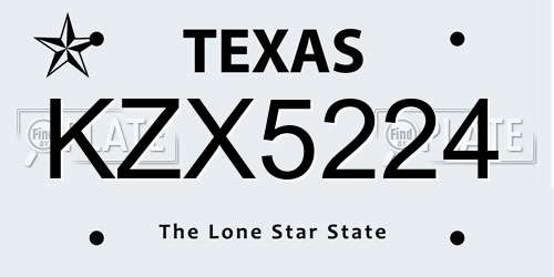 KZX5224 Texas License Plate