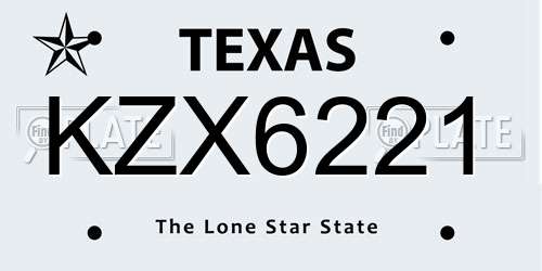 KZX6221 Texas License Plate