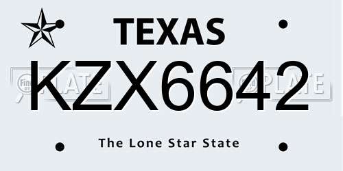 KZX6642 Texas License Plate