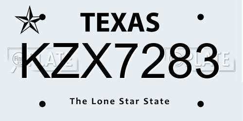 KZX7283 Texas License Plate