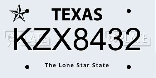KZX8432 Texas License Plate